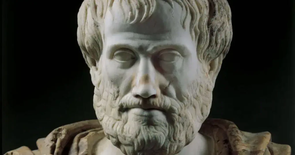 A bust of a bearded man, symbolizing Aristotle's education and philosophical contributions to Western thought.
